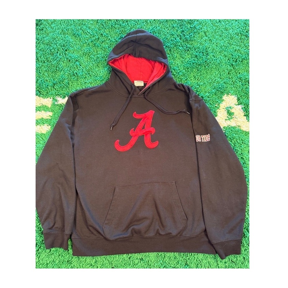 Stadium Athletics Alabama Hoodie Mens XL Black Crimson Tide Excellent Pullover